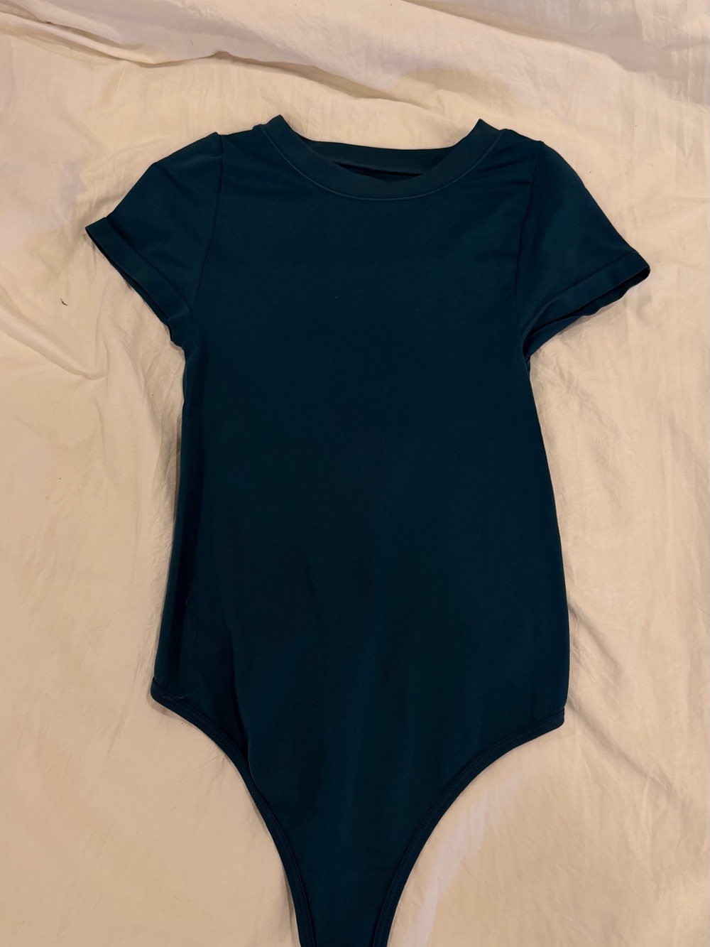 Short-Sleeve One-Piece Bodysuit in Deep Teal